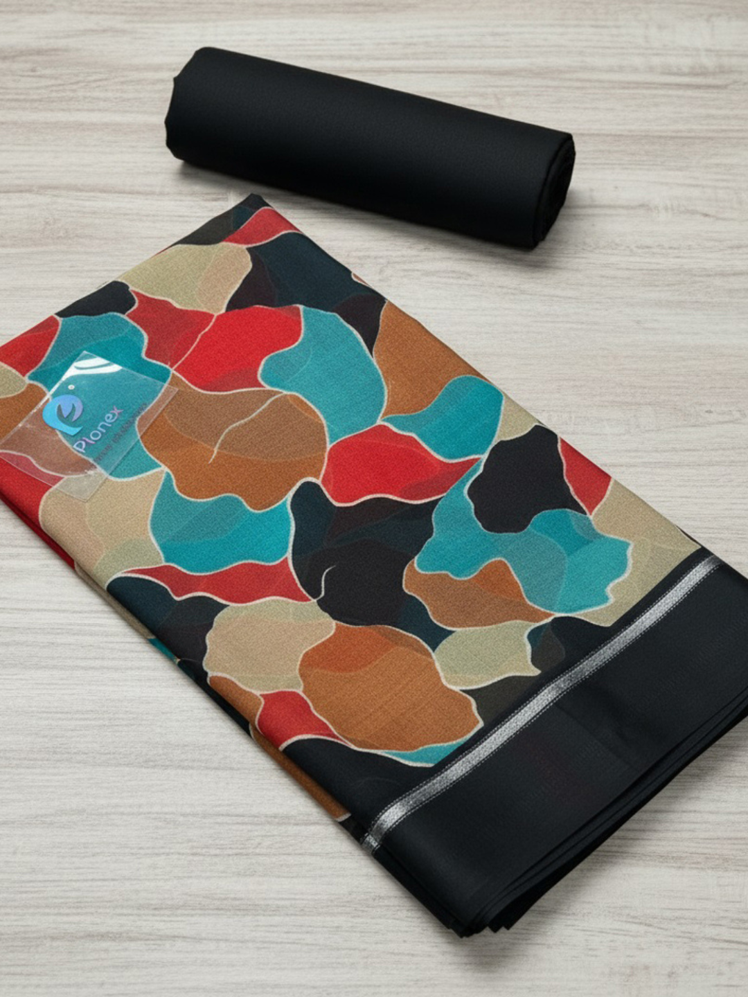Abstract Print Multi-Color Chiffon Saree