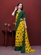 Ready-to-Wear Floral Leaf Print Simmer Silk Saree