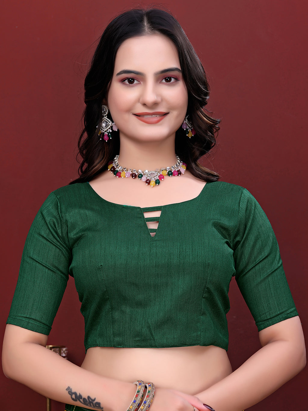 Ready-to-Wear Floral Leaf Print Simmer Silk Saree