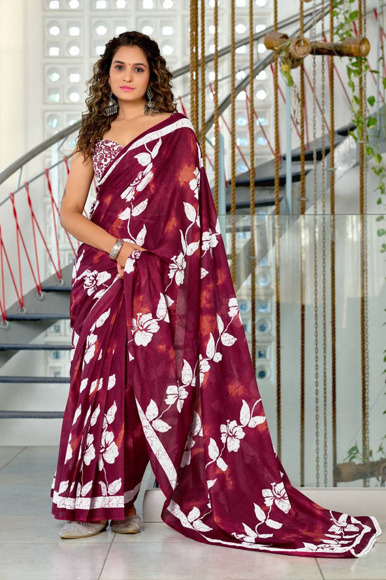 Floral Hand Block Print Classic Mulmul Cotton Saree