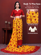 Ready-to-Wear Floral Leaf Print Simmer Silk Saree
