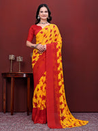 Ready-to-Wear Floral Leaf Print Simmer Silk Saree