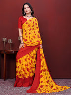 Ready-to-Wear Floral Leaf Print Simmer Silk Saree