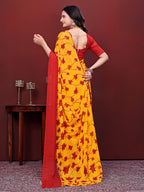 Ready-to-Wear Floral Leaf Print Simmer Silk Saree