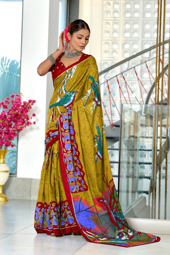 Heriage Style Hand Print Classic Mulmul Cotton Saree