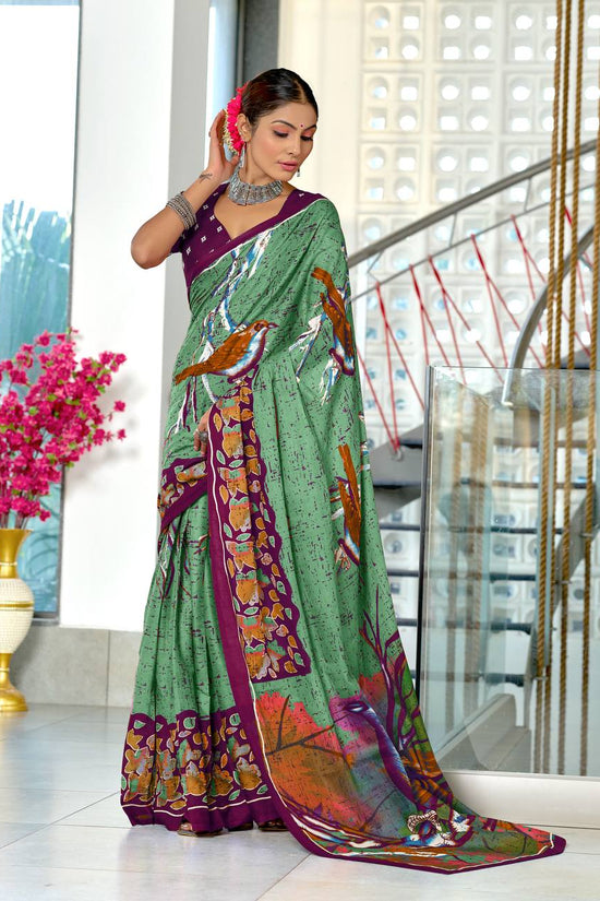 Heriage Style Hand Print Classic Mulmul Cotton Saree