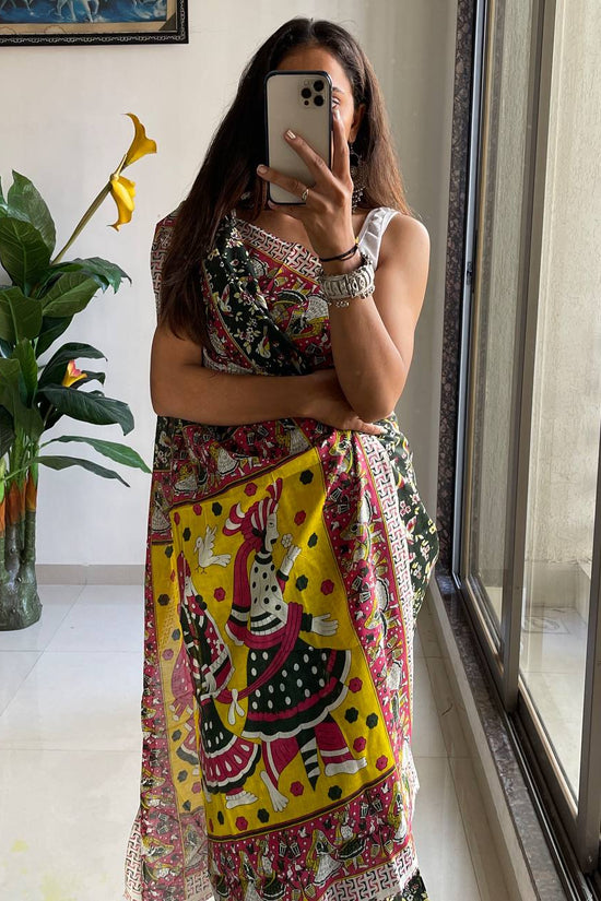Mulmul Cotton Kalamkari Hand Block Print Saree