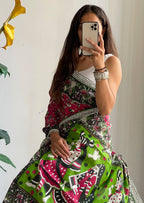 Mulmul Cotton Kalamkari Hand Block Print Saree