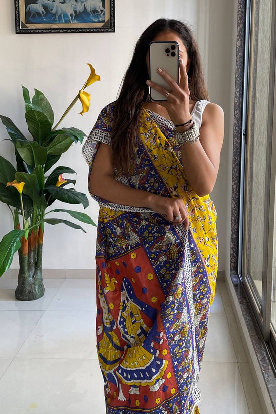 Mulmul Cotton Kalamkari Hand Block Print Saree