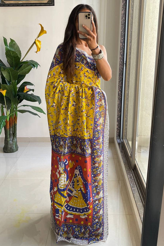 Mulmul Cotton Kalamkari Hand Block Print Saree