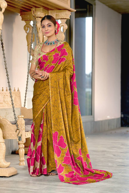 Floral Batik Hand Block Print Classic Mulmul Cotton Saree