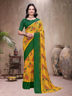 Ready-to-Wear Saree Floral Leaf Print Simmer Silk Saree