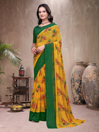 Ready-to-Wear Saree Floral Leaf Print Simmer Silk Saree
