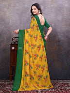Ready-to-Wear Saree Floral Leaf Print Simmer Silk Saree