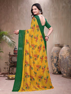 Ready-to-Wear Saree Floral Leaf Print Simmer Silk Saree