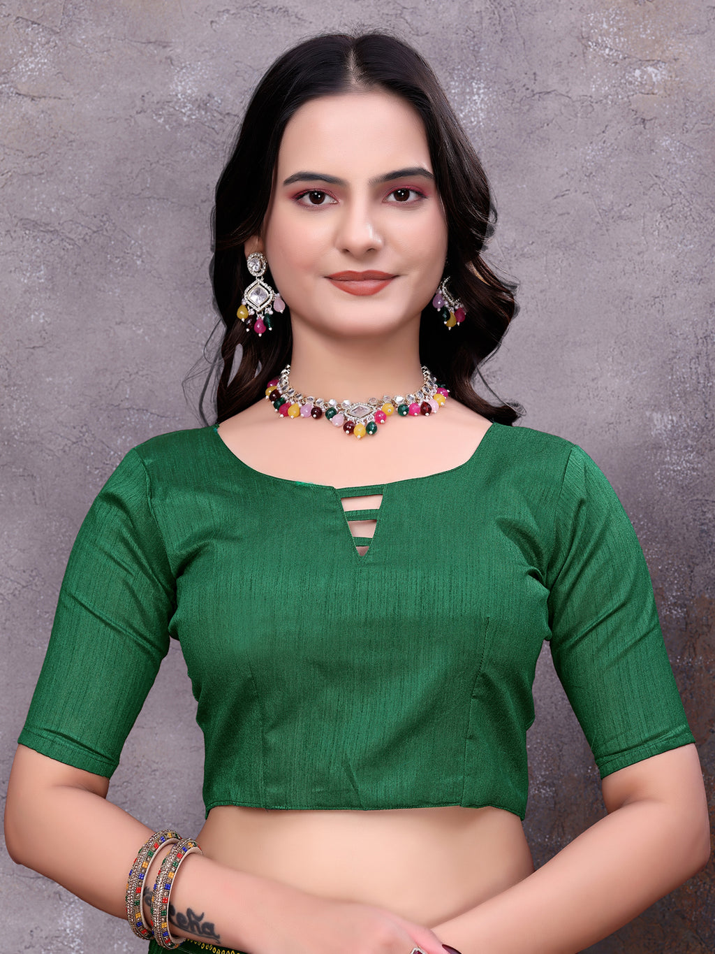 Ready-to-Wear Saree Floral Leaf Print Simmer Silk Saree