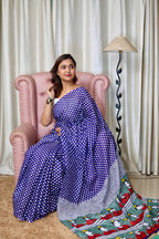 Polka Dot Printed Mulmul Cotton Saree for Woman