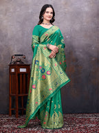 Ready to Wear Banarasi Jacquard Silk Saree with Gold Zari Woven Work