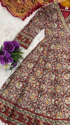 Printed Cotton Anarkali Kurta Set With Handwork on The Neckline