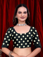 Ready to Wear White Polka Dot Print Pure Satin Saree