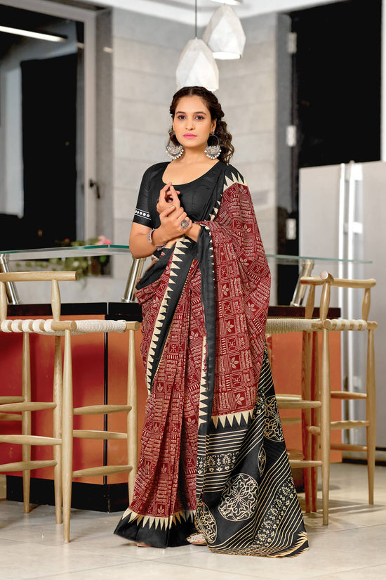 Abstract Print Mulmul Cotton Classic Saree