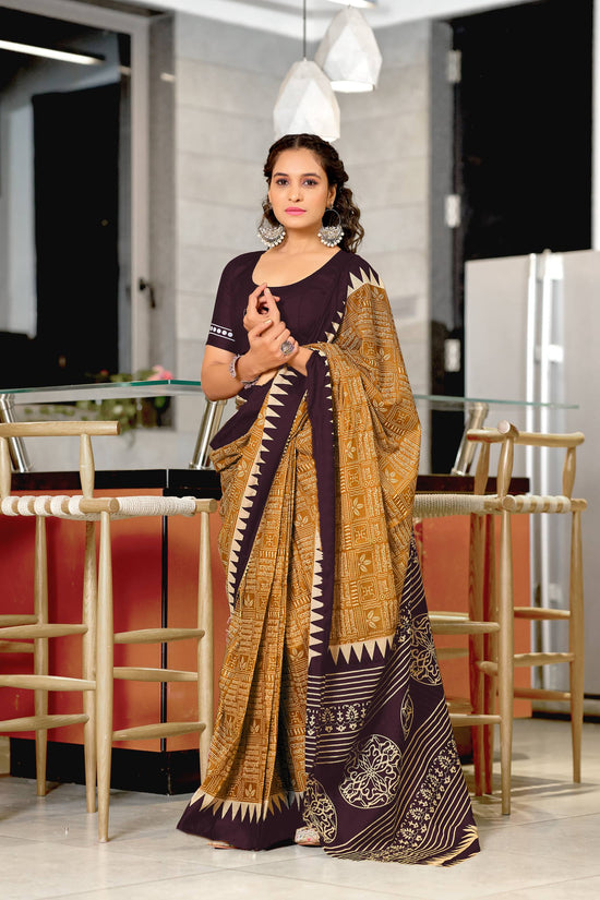 Abstract Print Mulmul Cotton Classic Saree
