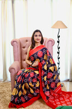 Trendy Mulmul Cotton Ikkat Hand Block Print Saree