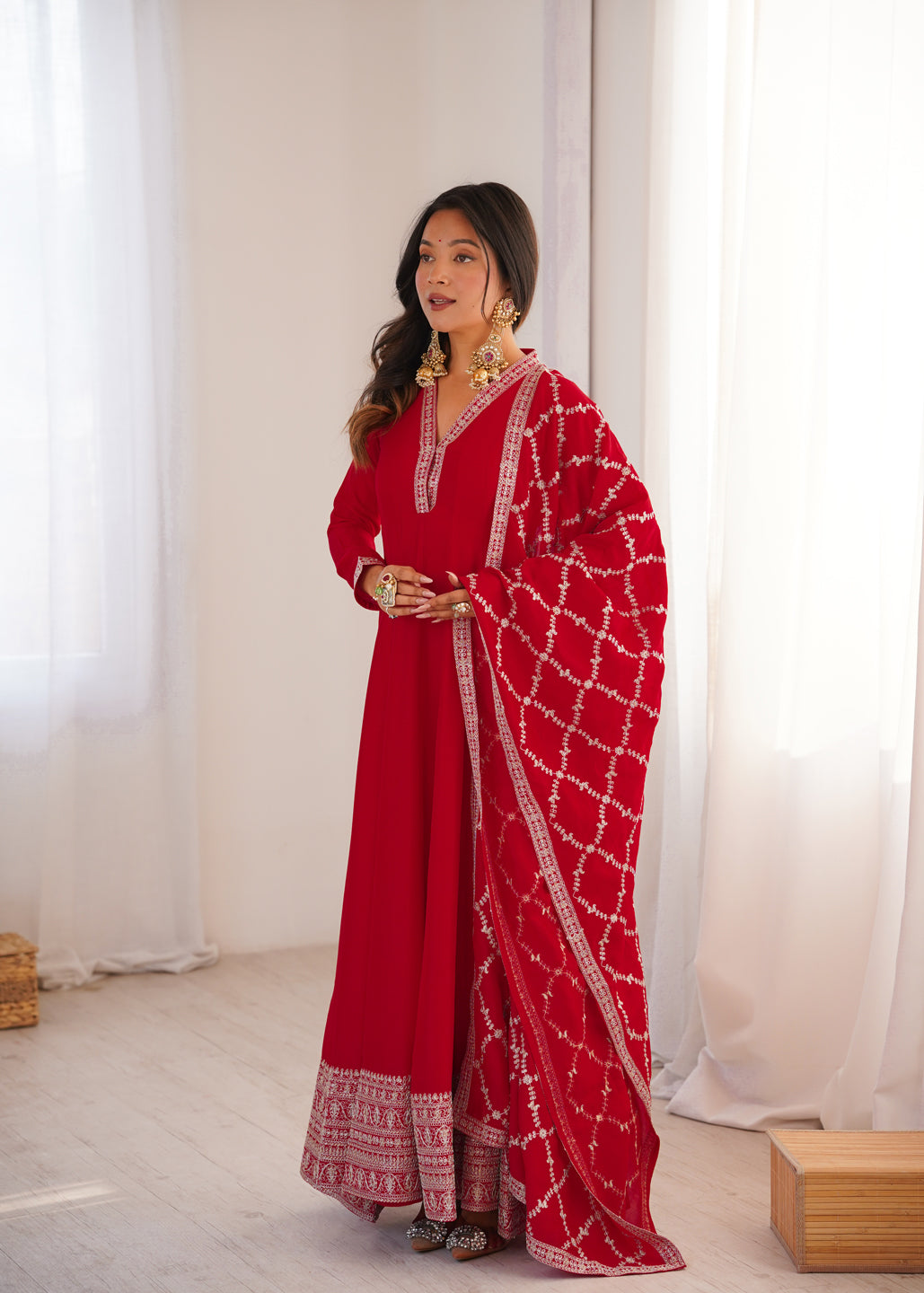 Premium Vichitra Silk Anarkali Gown with Dupatta
