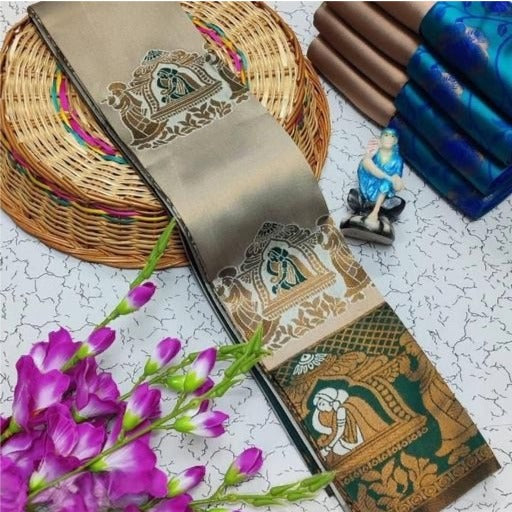 Woman's Pattu Silk Kanjivaram Style Woven Festival & Party Wear Saree with Unstitched Blouse