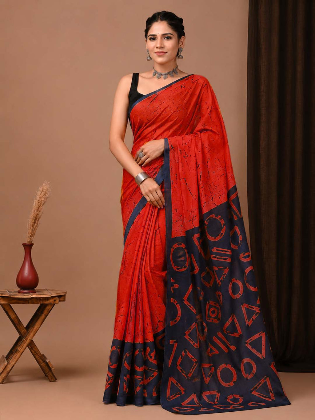 Pure Cotton Geometric Printed Saree