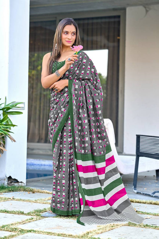 Block Print Mulmul Cotton Printed Saree