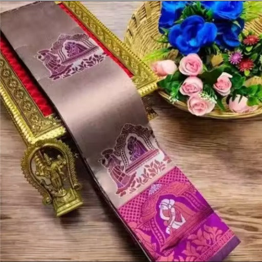 Woman's Pattu Silk Kanjivaram Style Woven Festival & Party Wear Saree with Unstitched Blouse