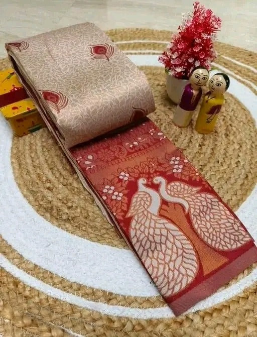 Woman's Pattu Silk Kanjivaram Style Woven Festival & Party Wear Saree with Unstitched Blouse