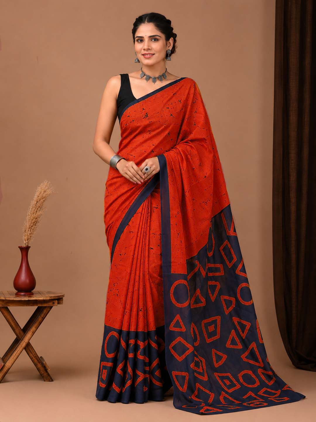 Pure Cotton Geometric Printed Saree