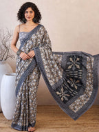 Blocked Printed Daily Wear Mulmul Saree