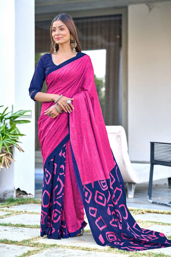 Block Printed Mulmul Cotton Saree