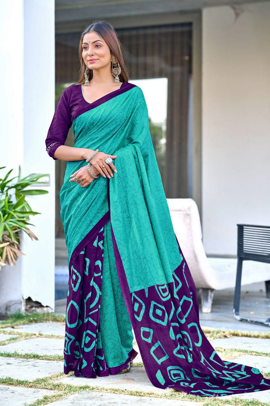 Block Printed Mulmul Cotton Saree
