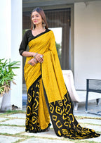 Block Printed Mulmul Cotton Saree