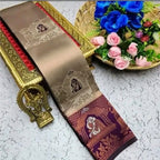 Woman's Pattu Silk Kanjivaram Style Woven Festival & Party Wear Saree with Unstitched Blouse