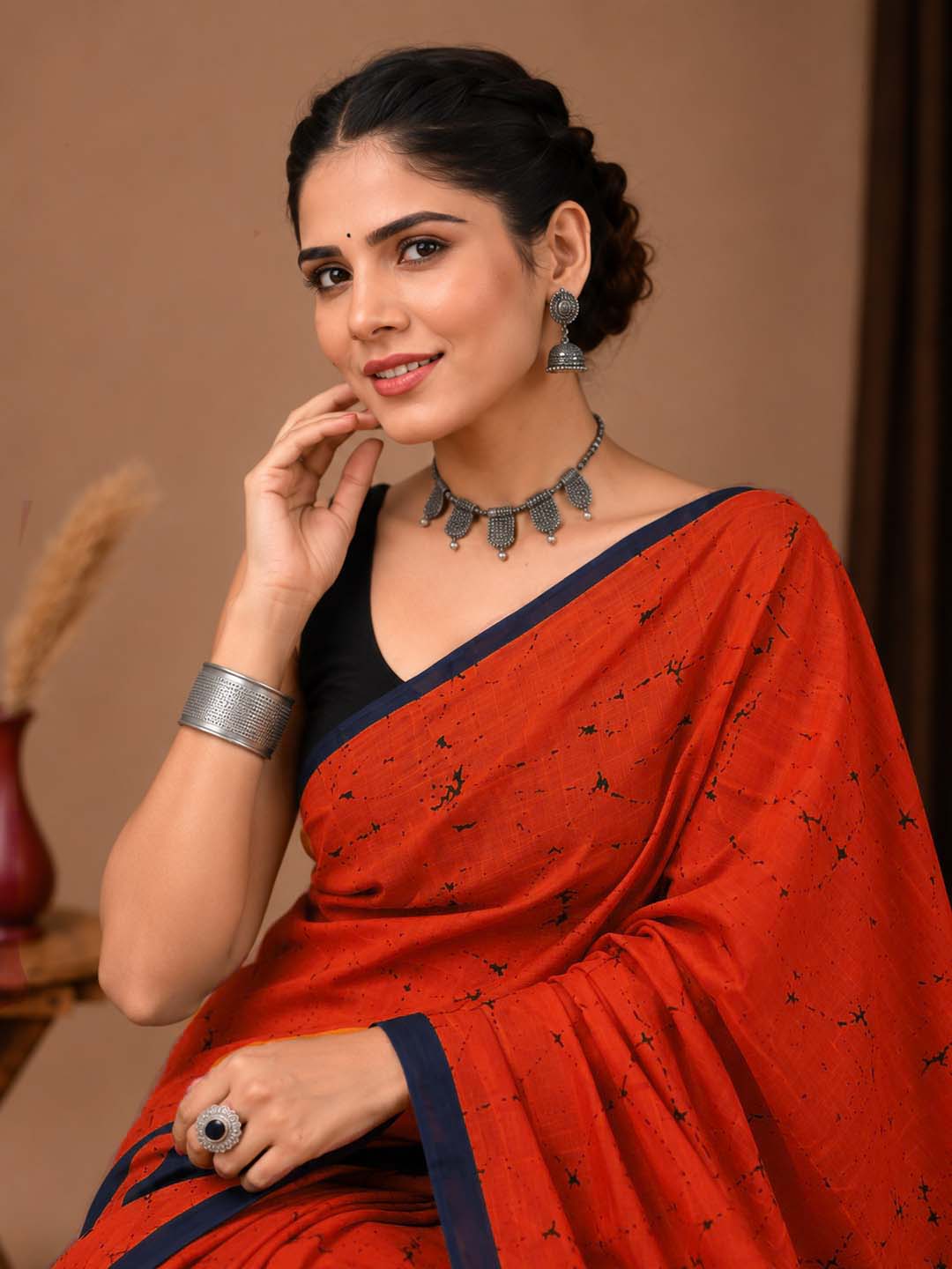 Pure Cotton Geometric Printed Saree