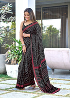 Printed Mulmul Cotton Block Pattern Saree