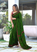 Printed Mulmul Cotton Block Pattern Saree