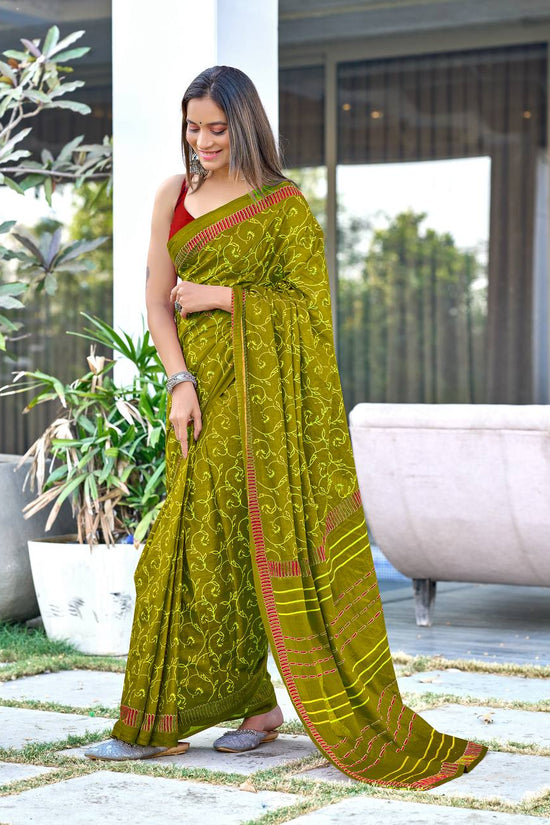 Printed Mulmul Cotton Block Pattern Saree