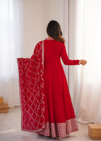 Premium Vichitra Silk Anarkali Gown with Dupatta