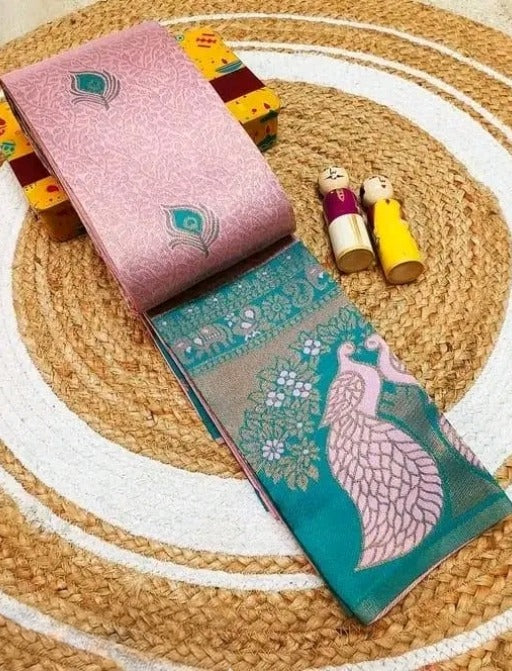 Woman's Pattu Silk Kanjivaram Style Woven Festival & Party Wear Saree with Unstitched Blouse