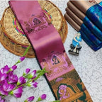 Woman's Pattu Silk Kanjivaram Style Woven Festival & Party Wear Saree with Unstitched Blouse