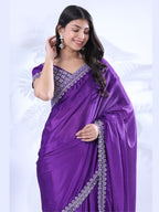 Chinon Embroidery Sequence Lace Border Saree