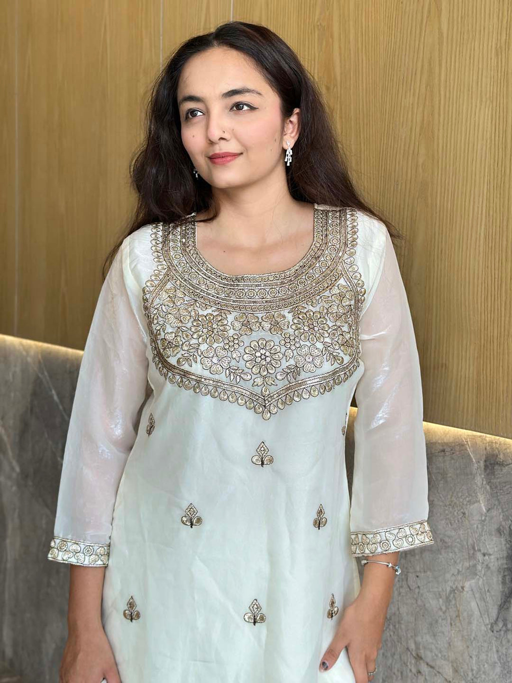 Premium Satin Ethnic Suit with Embroidered Dupatta
