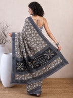 Blocked Printed Daily Wear Mulmul Saree