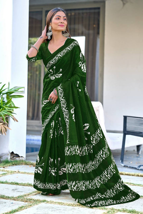 Printed Block Pattern Mulmul Cotton Saree